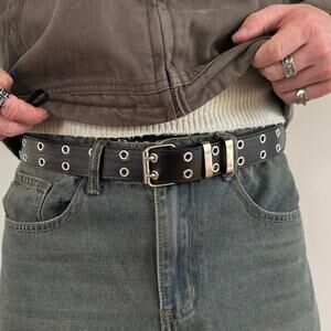 Vintage Black Western Cowboy Boho Belt Single Stitch Unisex